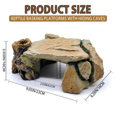 Reptile Hide Cave 9.05×6.29×3.93in Turtle Basking Platform – Safe Hiding Spot