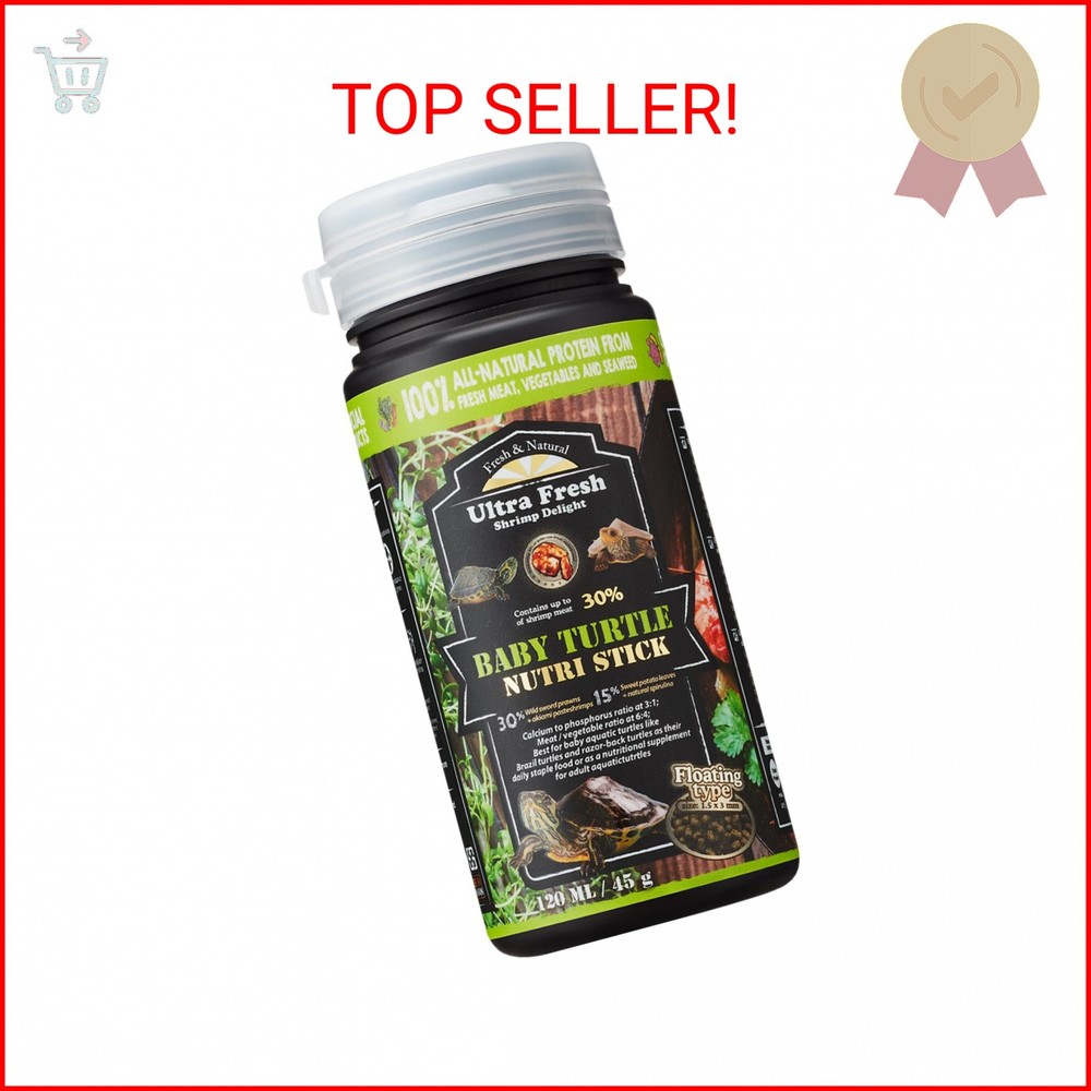 Ultra Fresh Floating Baby Turtle Food, All Natural Ingredients, Wild Sword Prawn