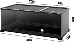 30″ Reptile Terrarium Tank with Ventilation & Feeding Ports for Snakes & Spiders