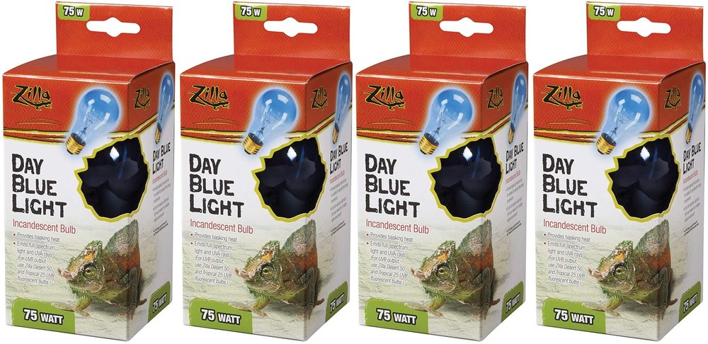 Zilla Incandescent Day Blue Light Bulb for Reptiles 75 Watt – Pack of 4