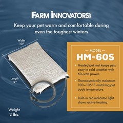 HM-60S 13 x 19 In Plastic Heated Pet Mat with Fleece Cover and Heavy Duty Ant…
