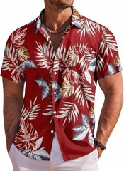 Coofandy Men’s Floral Hawaiian Short Sleeve Button Down Shirt