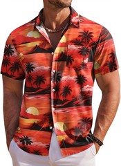 Coofandy Men’s Floral Hawaiian Short Sleeve Button Down Shirt