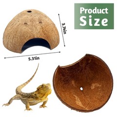 4 PCS Natural Coconut Reptile Hideouts Lizard Coco Hut Hermit Crab Hut Aquari…