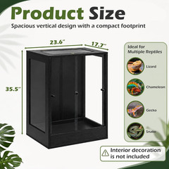 24″ X 18″ X 36″ Tall Reptile Terrarium, 65 Gallon Glass Chameleon Cage, Vertical