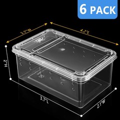 6 Pack Mini Jumping Spider Enclosures, Portable Breeding Box, Clear Plastic