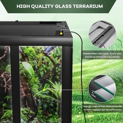 67 Gal Reptile Terrarium Glass,Stackable Tank with Front Doors & Waterproof Base