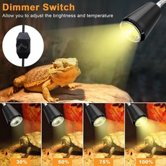 Reptile Heat Lamp with Adjustable Temperature & 360° Rotatable UVB/UVA Bulb -…