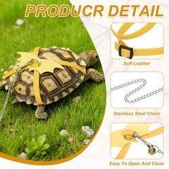 Tortoise Leash Harness with Bell Wings, ( Leather, Small, Pink/Bright Red )