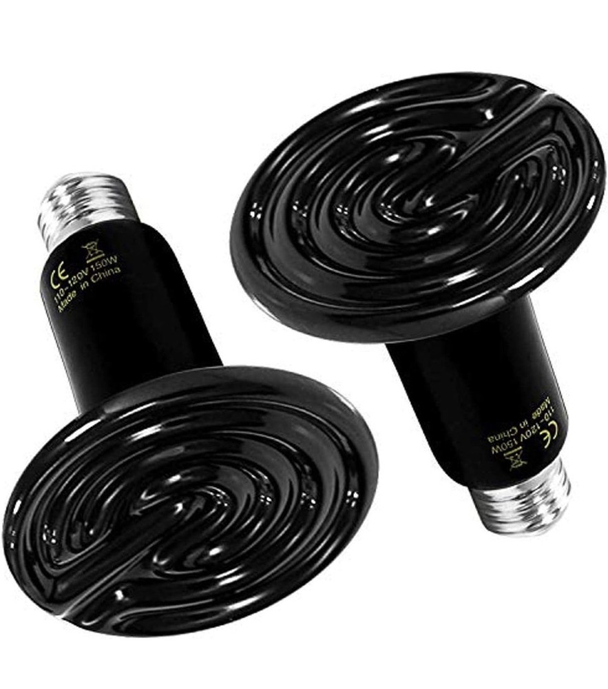 Simple Deluxe 150W Reptile Heat Lamp Bulb Ceramic Heat Emitter No Light 2 Pack