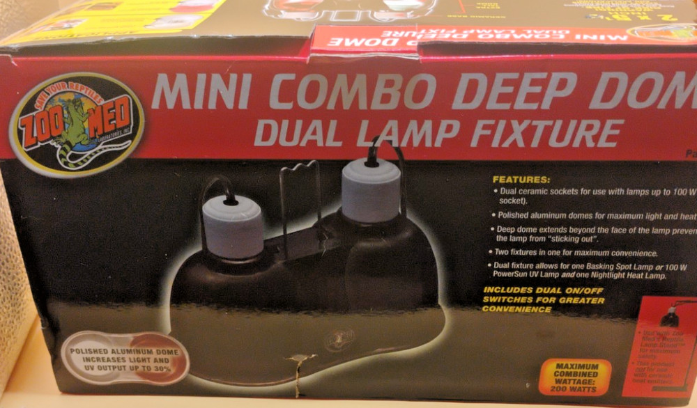Zoo Med LF-19 Mini Combo Deep Dome Dual Lamp Fixture Reptile Terrarium NO Bulbs