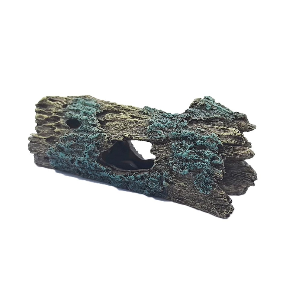 Resin Hollow Tree Trunk Log Reptile Hide Cave Fish Tank Ornament 7.3 Inch