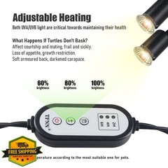 TFNN Reptile Heat Lamp Double Head 25W+50W Bulbs Clamp