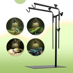 Reptile Dual Lamp Stand Metal Adjustable 15.5-37.5 Inch Lamp Holder Bracket L…