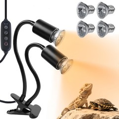 Reptile Heat Lamp, Dual Head UVA UVB Reptile Light with Cycle Timer, 360°Rota…
