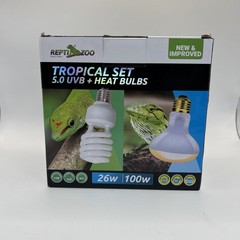 2X Repti Zoo Tropical UVB Heat Lights 26W And 100w, NEW/OPEN BOX