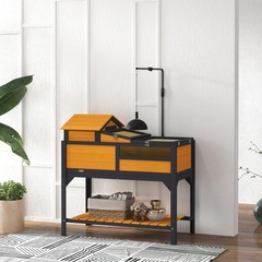 Tortoise Habitat with Adjustable Lamp Holder, Storage Shelf, Yellow