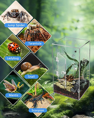 Jumping Spider Enclosure – 11.7X6X6 Inch Large Acrylic Terrarium for Tarantul…