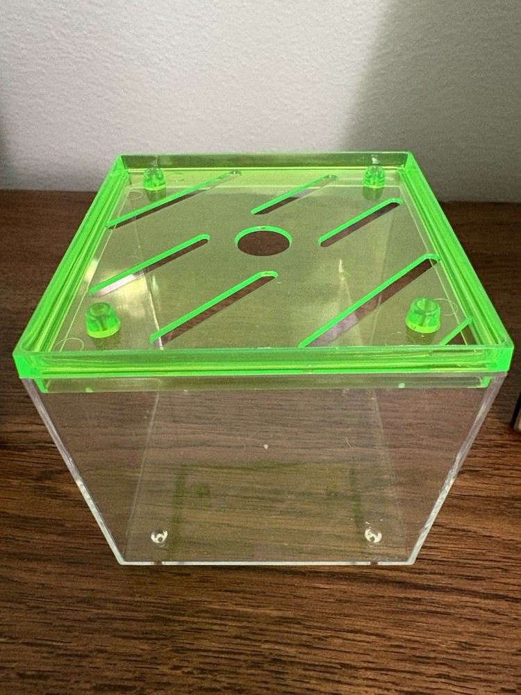 Tarantula Cribs 3” Glow Cube Acrylic Enclosure Neon Green Sling Spider Web Vent