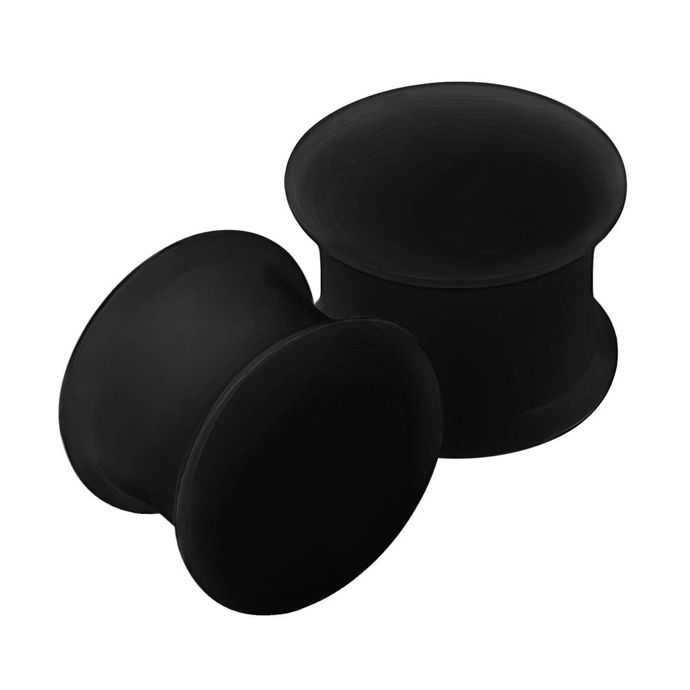 2PCS Silicone Black 1/2 inch 12mm Double Flared Saddle Earring Earring Stretc…