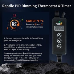 Reptile Light Fixture with Dimming Thermostat & Timer, Aluminum 5.5inch Deep …