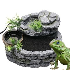 Reptile Water Fountain with Food Dish, 500ML Terrarium Waterfall Drinking Fou…