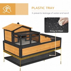 3-Room Tortoise Habitat House w/ Balcony & 2 Stories, 44″ x 25.5″ x 25″, Yellow