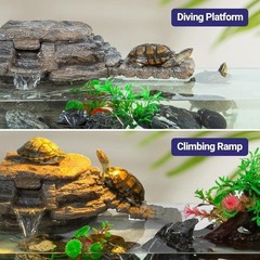 Turtle Tank Filter W/ Basking Platform 3-in-1 Decor Quiet Efficient Waterfall US