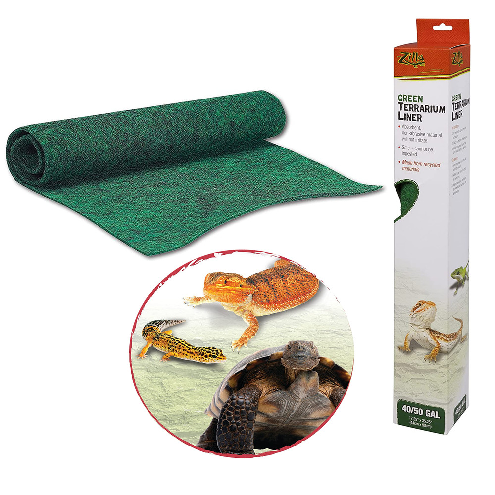 Zilla Reptile Terrarium Floor Liner Green 40/50 Gallon 17.25″ x 35.25″ Cage Mat