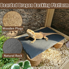 Bearded Dragon Basking Platform,9.8×5.9×1.6inch Reptile Heat Storage Slate Stone