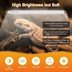 UVB Light for Reptiles Bearded Dragon, 3 Pack T5 UVB Reptile Light UVB Bulb 1…
