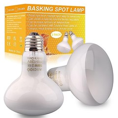 Aiicioo Reptile Basking Light Bulb – 100W Reptile Heat Lamp 2 Pack UVA Daylight