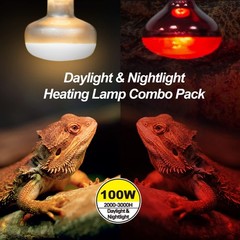 4 Pack 100W Reptile Heat Lamp, WACOOL, Day, Night, UVA, Basking Daylight