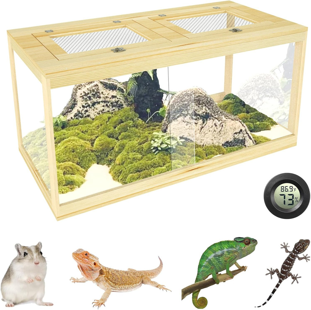 67 Gallon Reptile Tank, Lockable Sliding Door Bearded Dragon Tank, Snake Tank wi