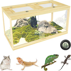 67 Gallon Reptile Tank, Lockable Sliding Door Bearded Dragon Tank, Snake Tank wi