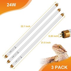 UVB Light for Reptiles Bearded Dragon, 3 Pack T5 UVB Reptile Light UVB Bulb 1…