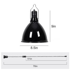 8.5 inch Reptile Light Fixture 200W 2 in 1 E26 Base with Removable Ceramic So…