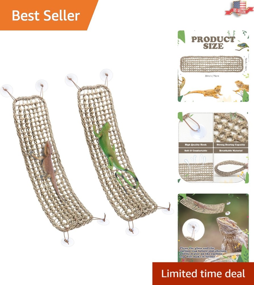 Versatile Reptile Habitat Accessories – 2 Large Hammocks for Lizards & Turtles