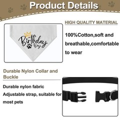 Adjustable Reversible Dog Birthday Boy Bandana Collar, Premium Durable Fabric…