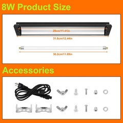 GREENPAW T5 UVB Light for Reptiles, 10.0 8W HO UVA UVB Reptile Light Fixture,…