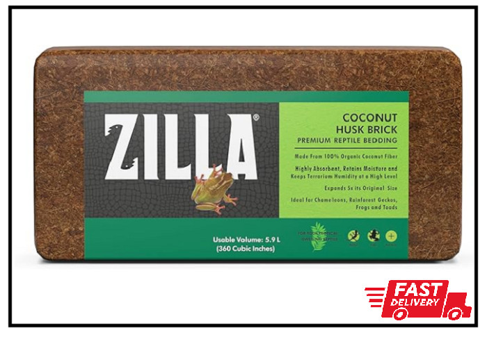 Zilla Pet Reptile Terrarium Substrate Bedding, Coconut Husk Brick, for Chameleon