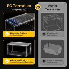 Large Reptile Tank PC Starter Kit,Escape Proof Tarantula Enclosure | Hermit Crab