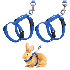 Rabbit Harness and Leash, Small Animal Harness( 2Pcs, Sapphire)