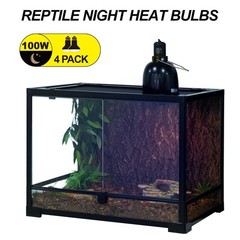 4Pack 100W Reptile Night Heat Lamp – Moonlight Purple Light for Bearded Dragons,