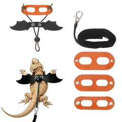 Bearded Dragon Lizard Leash Harness with Wing Leather(S/M/L, 3Pcs, Orange)