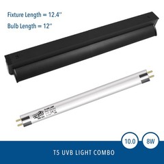 T5 UVB Reptile Light Fixture Kit – 8W High-Output 10.0 UVB Bulb for Bearded D…