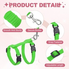 2Pcs Rabbit Harness and Leash Small Animal Harness Grass Green