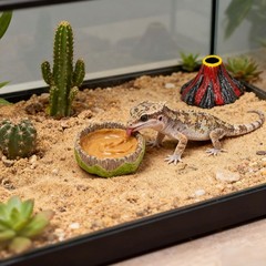 2 Pack Green Small Reptile Feeding Dishes Gecko Food Water Bowls