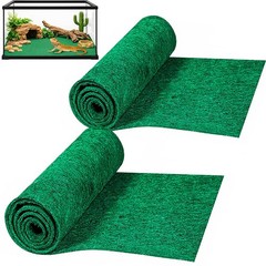 2 Pack Reptile Carpet, 39’’ x 20’’ Terrarium Bedding Substrate Liner Green
