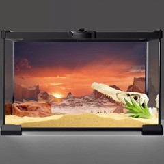 AWERT 48×18 inches Sun and Desert Terrarium Background Orange Reptile Habitat…